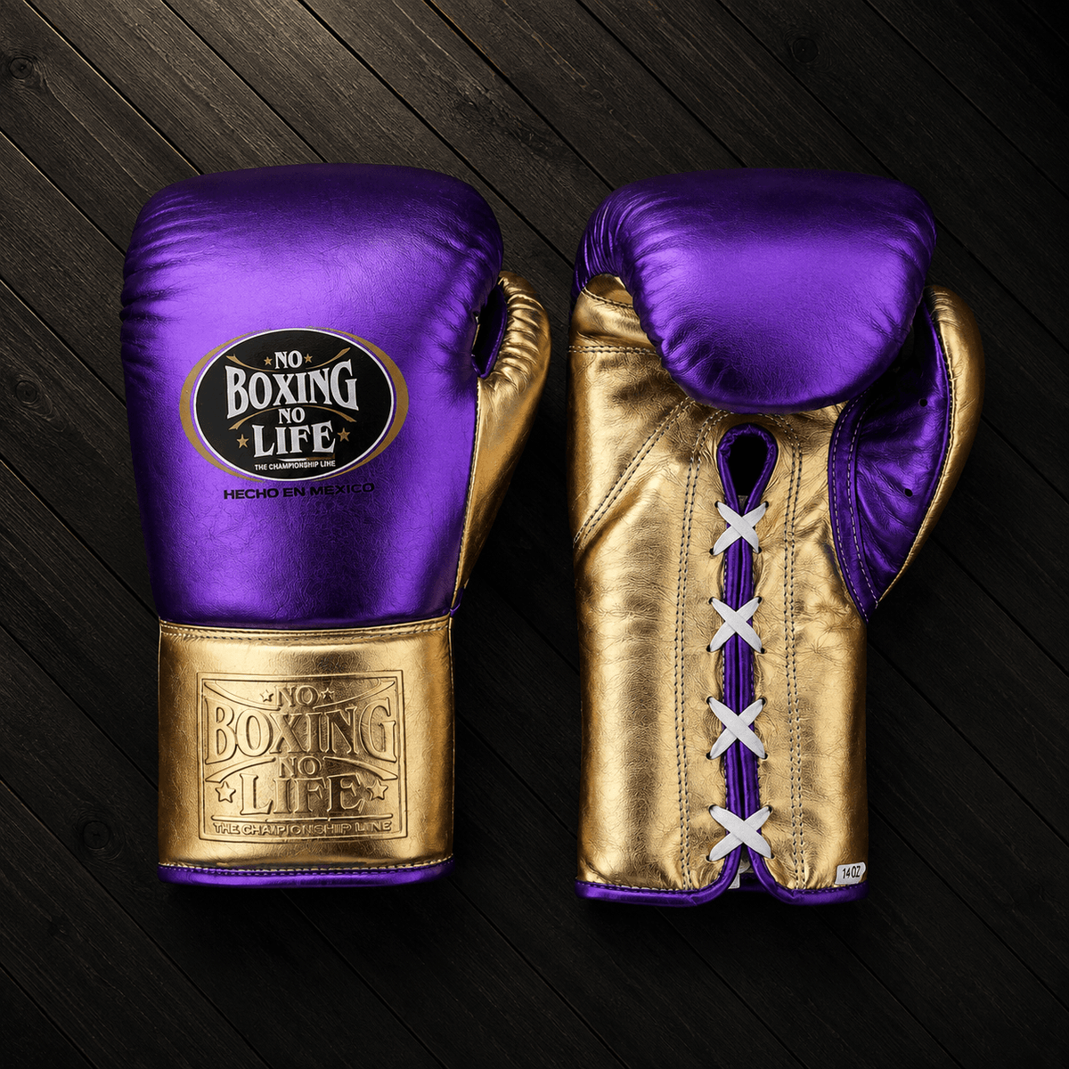 Fiest Winning Style Boxing Gloves Purple/Gold Leather Gloves for Pad Work