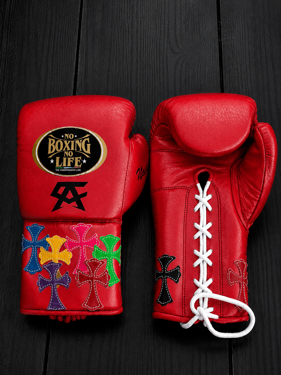 No Boxing No Life Boxing Gloves Red Durable Leather