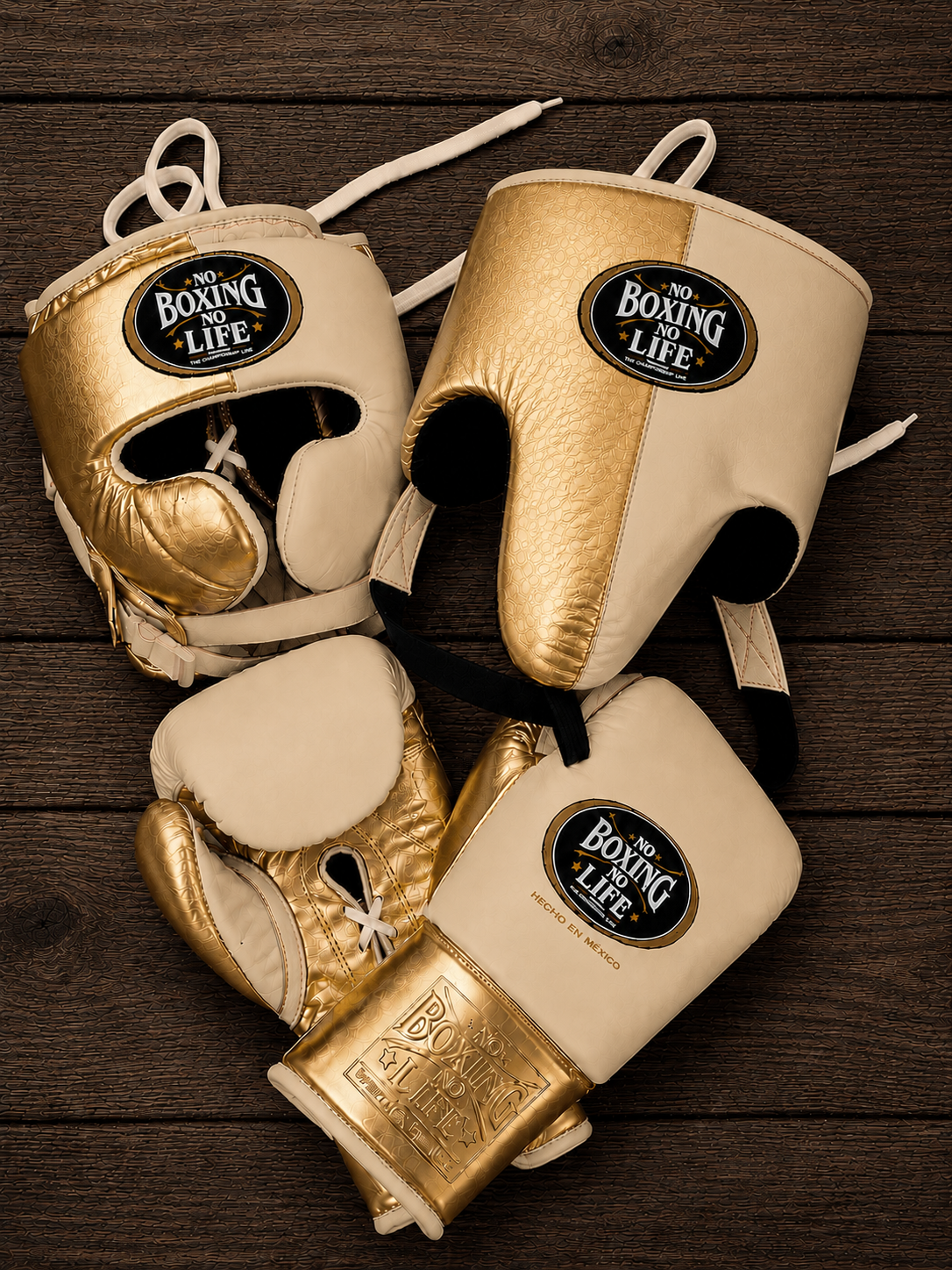 No Boxing No Life Gold/Beige Boxing Set Premium Training Gloves