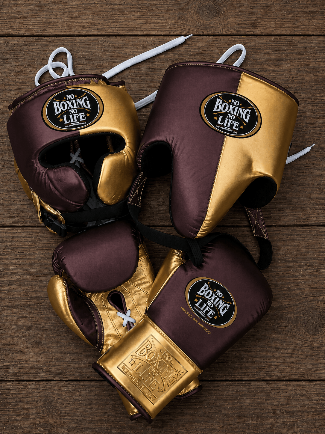 No Boxing No Life Leather Boxing Set Moongia/Gold Gym Training Kit