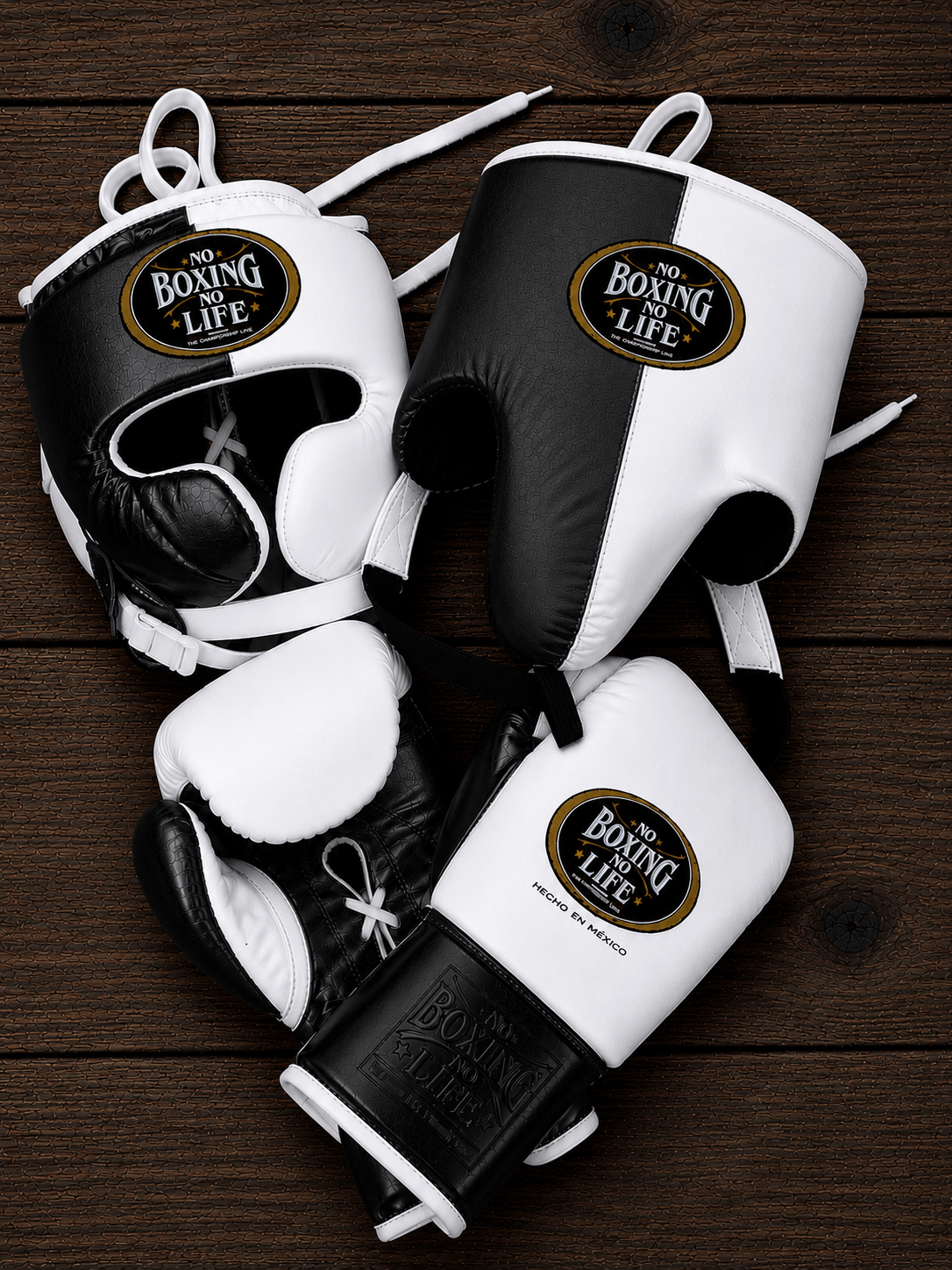 No Boxing No Life Boxing Gloves Set White/Black Great Value Training Pack
