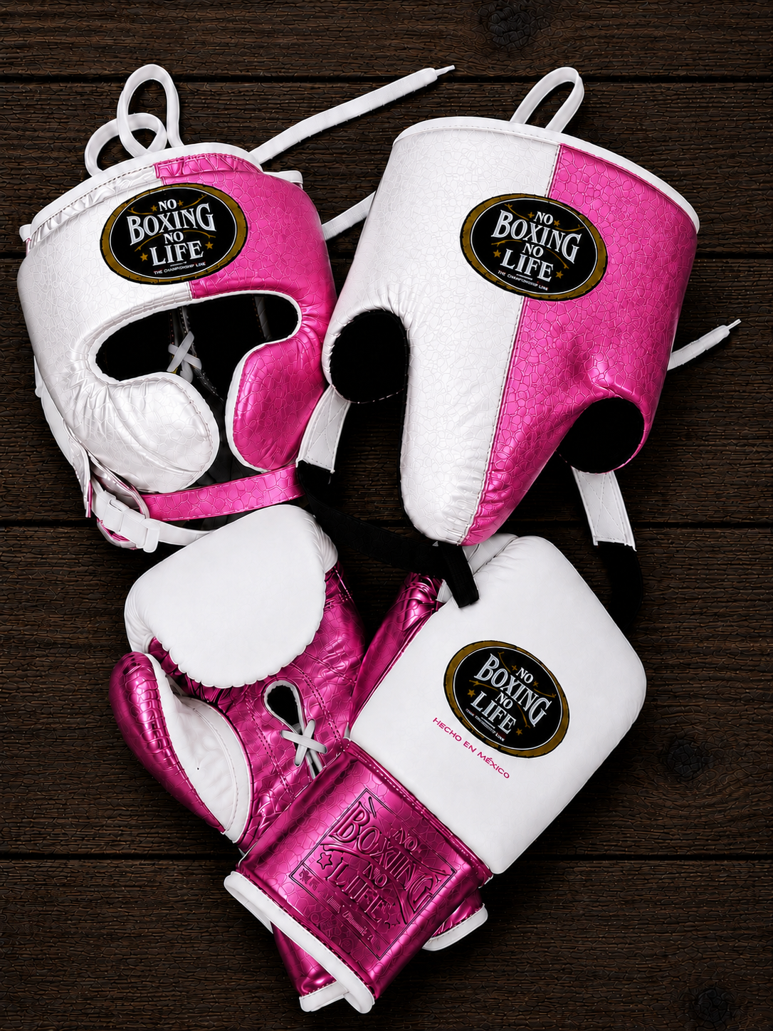 No Boxing No Life Beginner Boxing Set White/Pink Gloves Training Kit