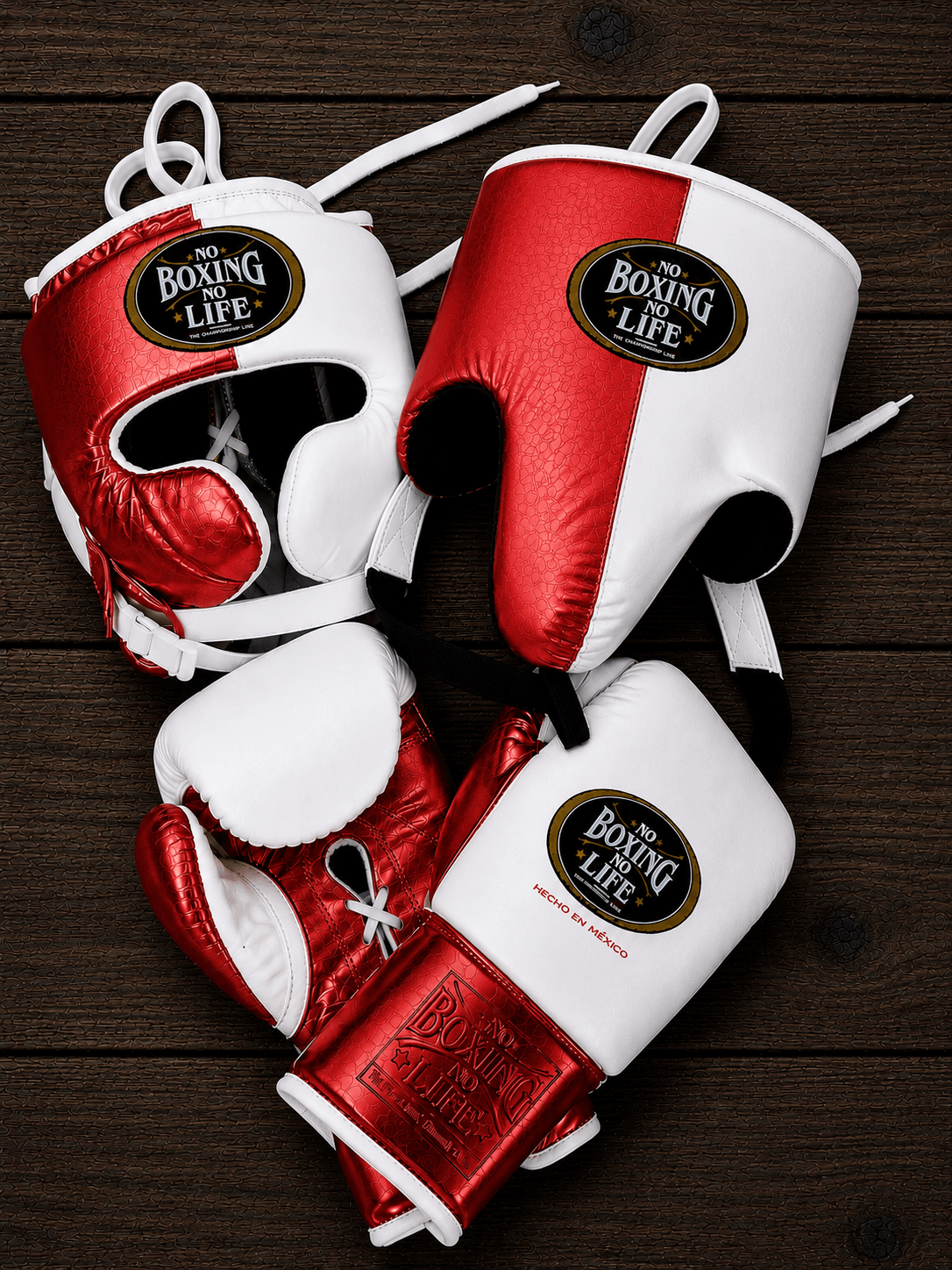 No Boxing No Life Sparring Boxing Set White/Red Complete Gear Bundle