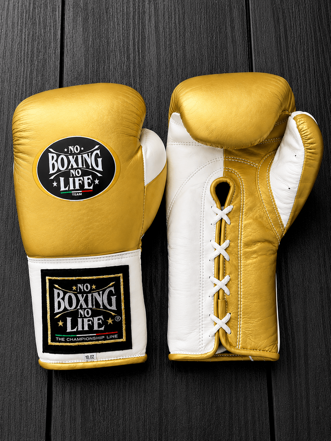 No Boxing No Life Boxing Gloves Gold/White Training