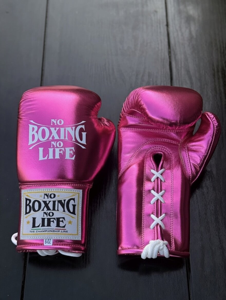 No Boxing No Life Boxing Gloves Pink Leather