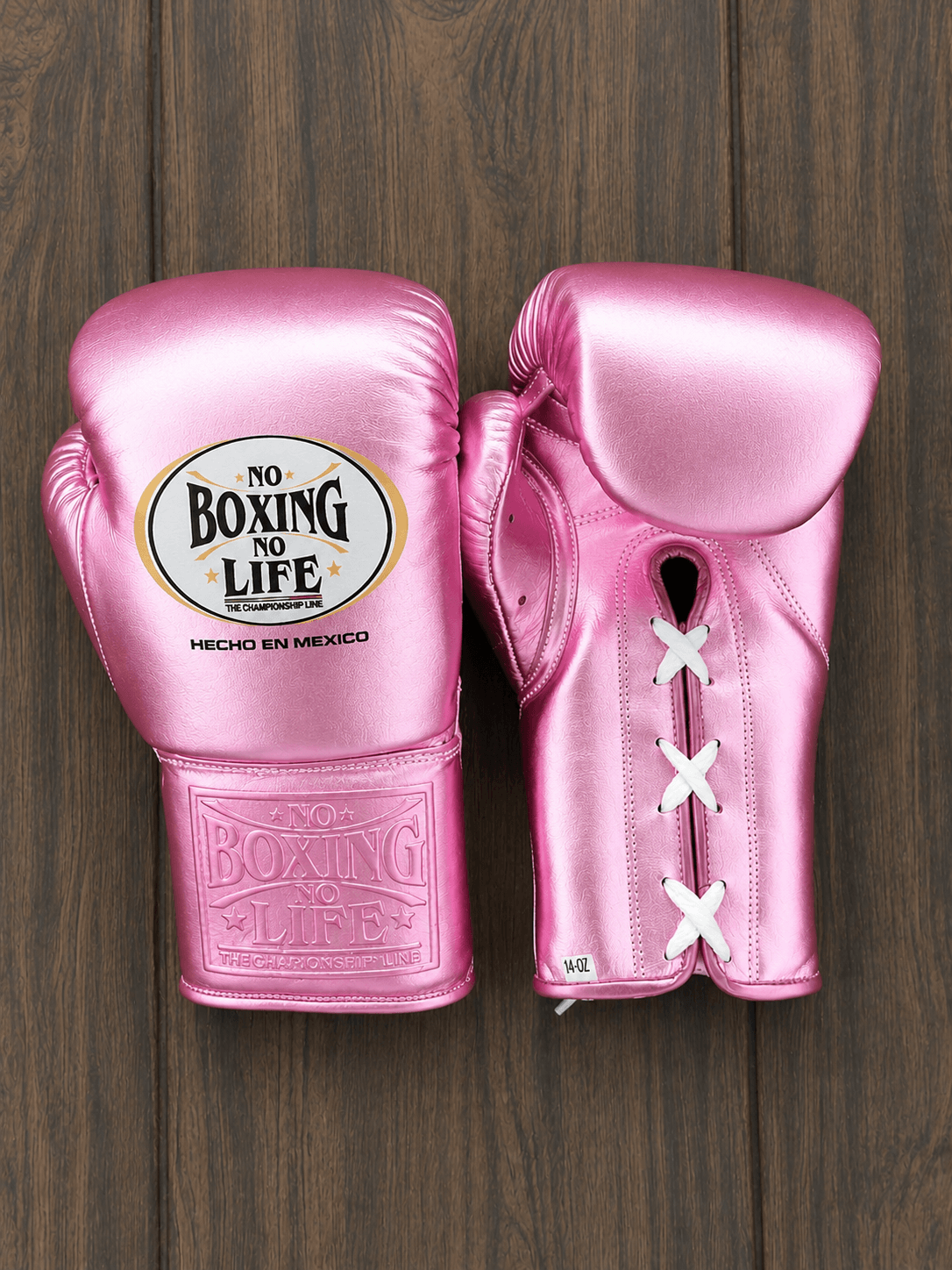 No Boxing No Life Boxing Gloves Pink Lace-Up 16oz