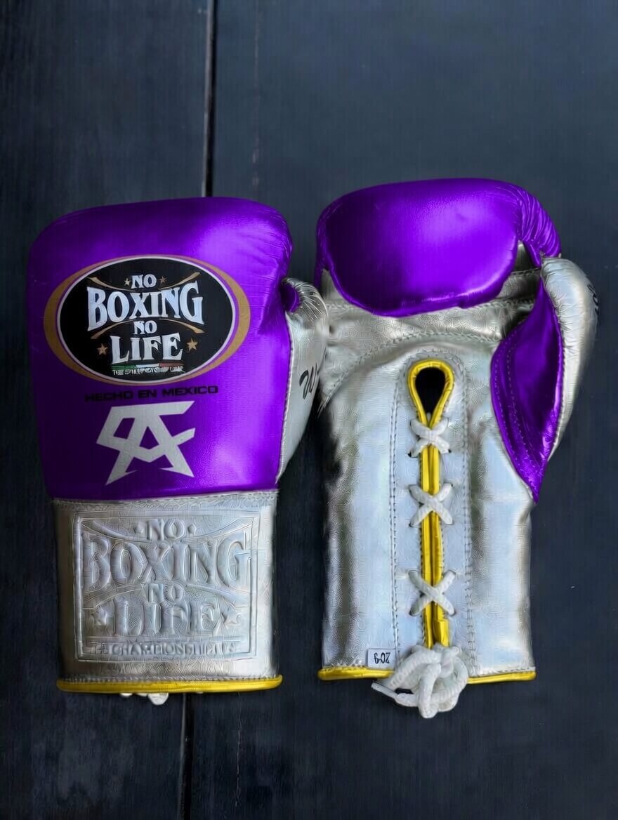 No Boxing No Life Boxing Gloves Purple/Silver/Gold Custom made