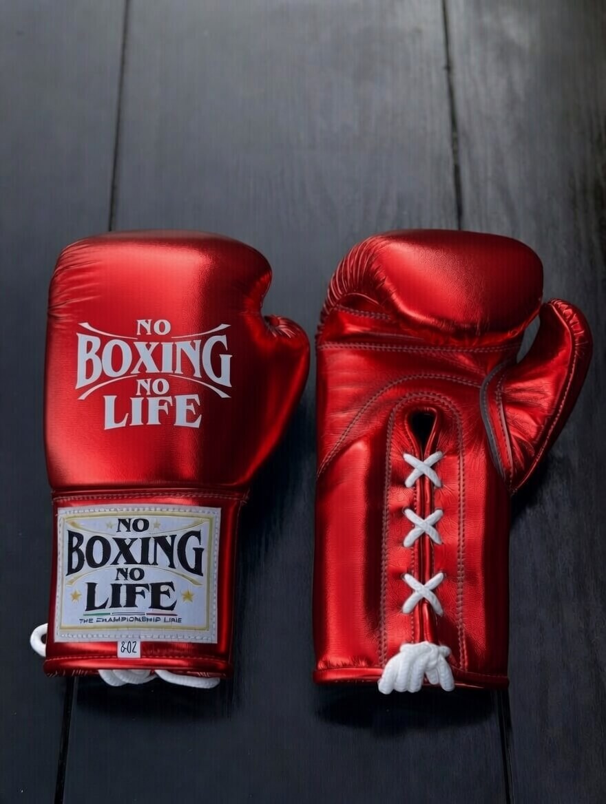 No Boxing No Life Boxing Gloves Red Lace-Up 16oz