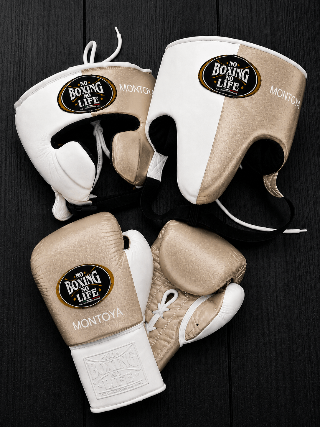 No Boxing No Life Boxing Set Beige/White Leather