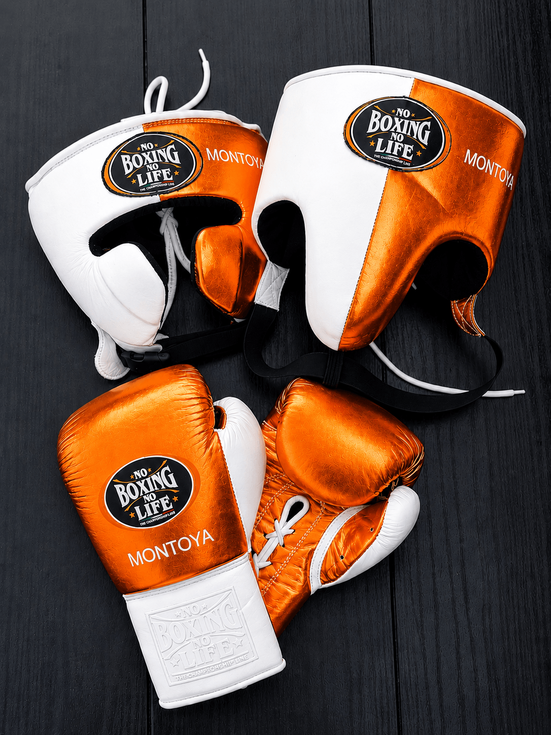 No Boxing No Life Boxing Set Orange/White Durable Leather