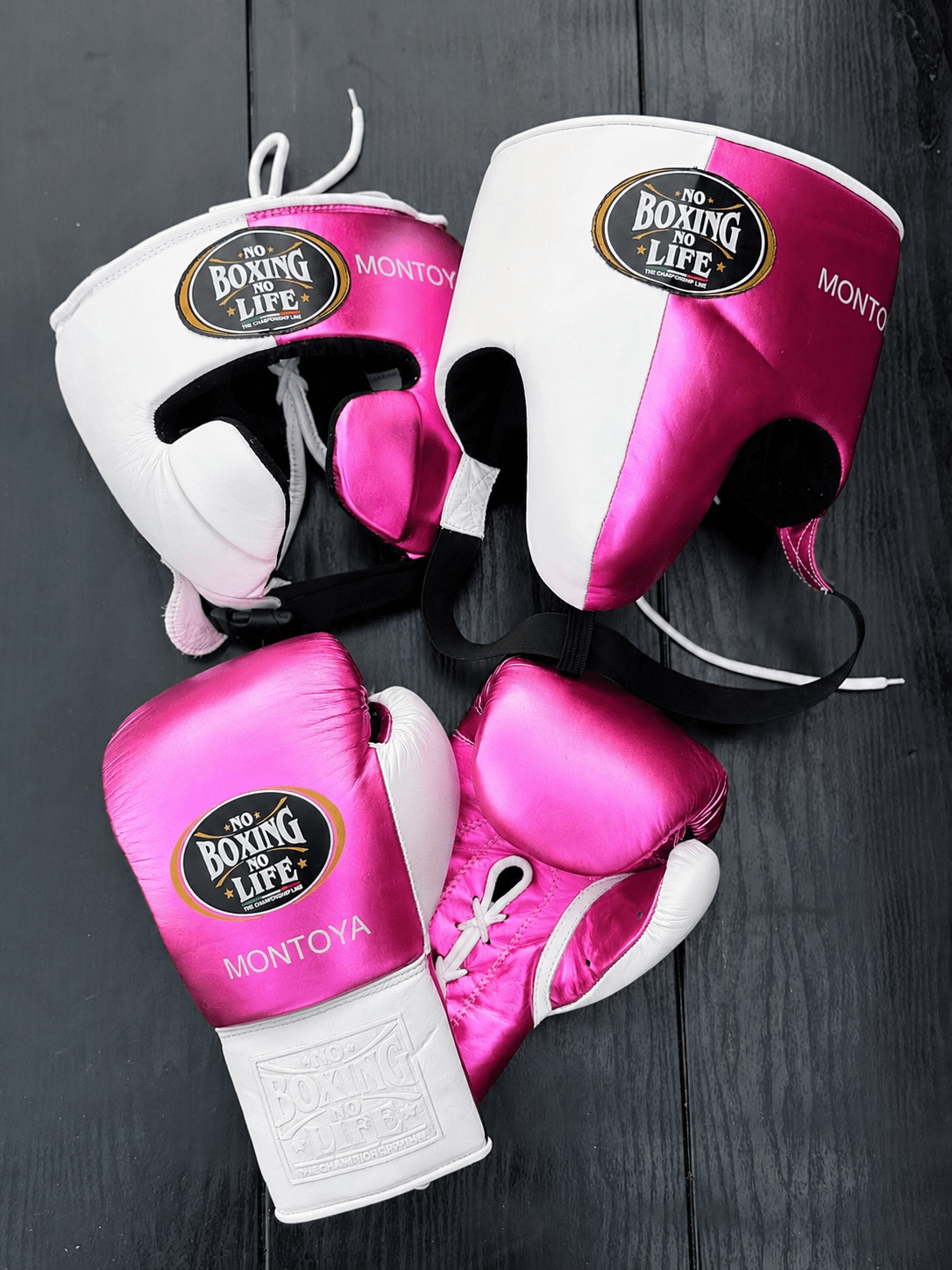 No Boxing No Life Boxing Set Pink/White Leather