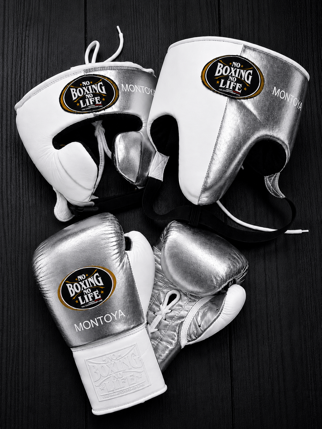 No Boxing No Life Boxing Set Silver/White Top-Grade Leather