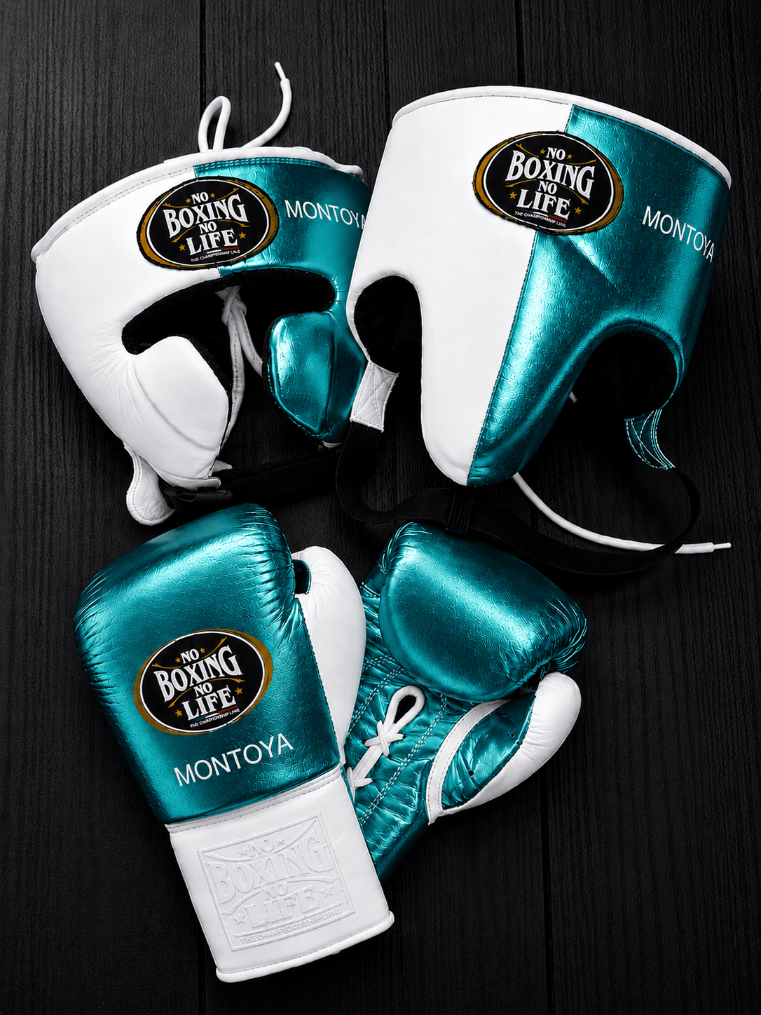 No Boxing No Life Boxing Set Teal/White Customizable