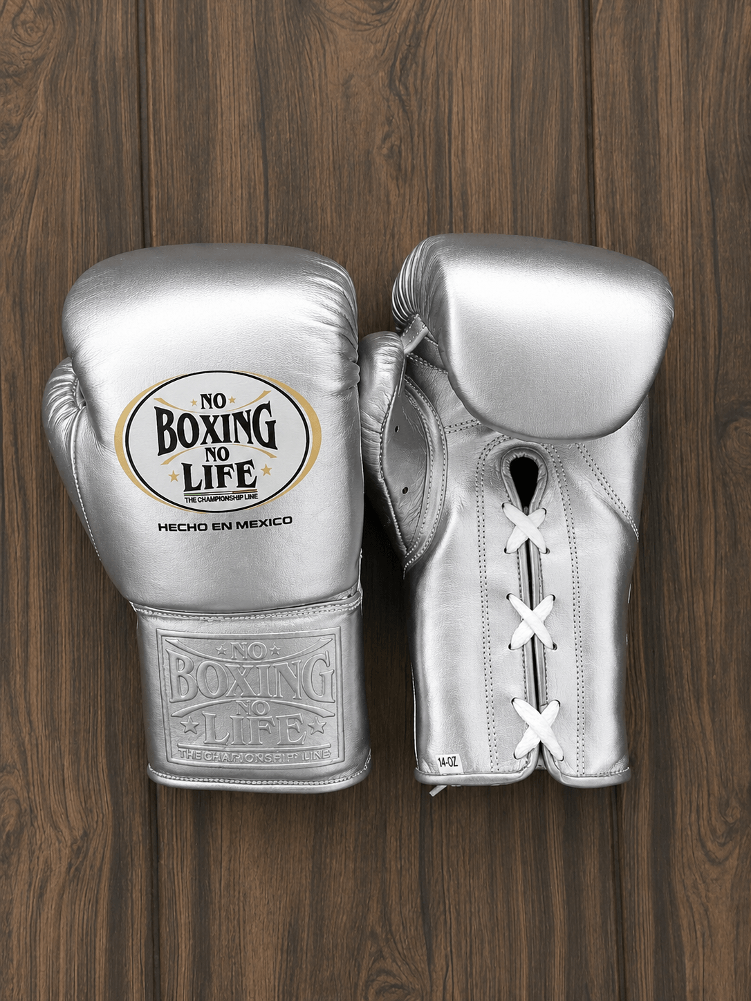 No Boxing No Life Boxing Gloves Silver Lace-Up Training