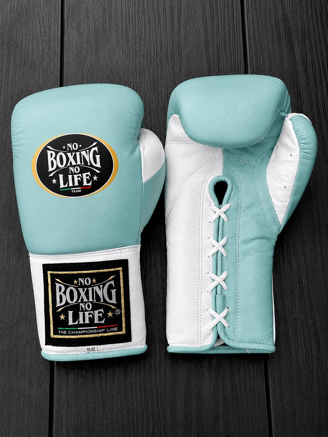 No Boxing No Life Boxing Gloves Sky-Blue/White Lace-Up Training