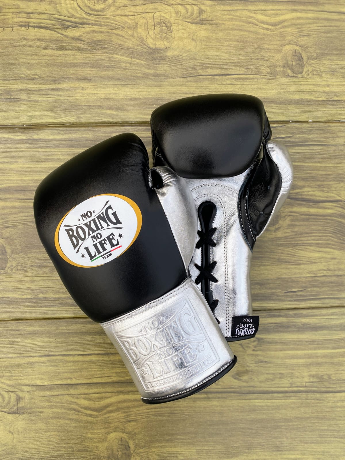 No Boxing No Life Boxing Gloves Black/Silver Custom made