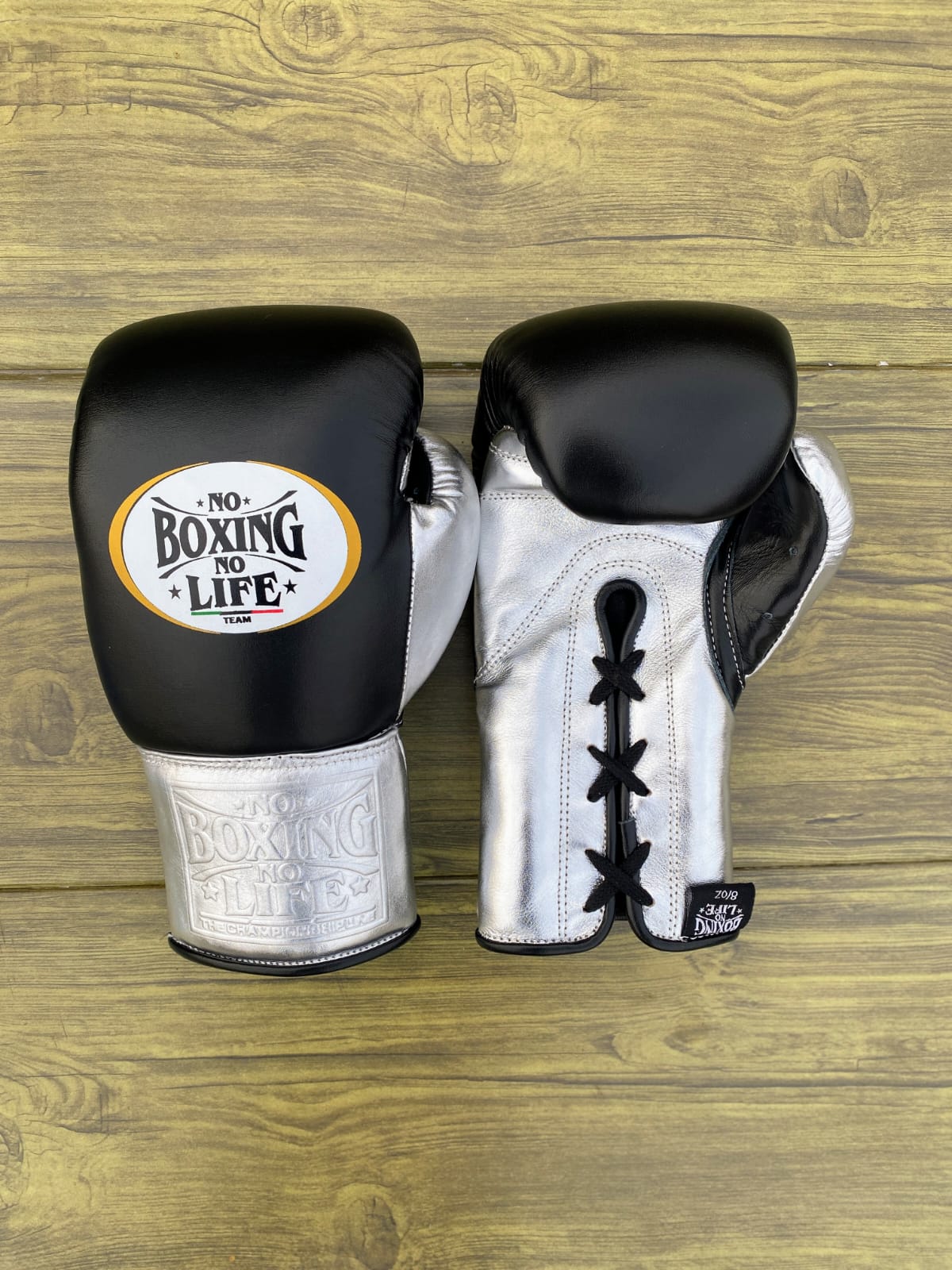 No Boxing No Life Boxing Gloves Black/Silver Custom made