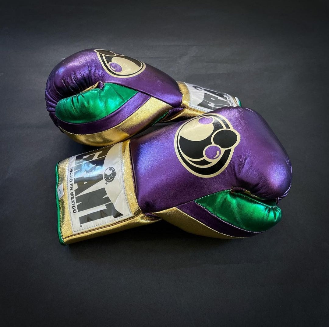 Grant Boxing Gloves Purple/Gold/Green Leather