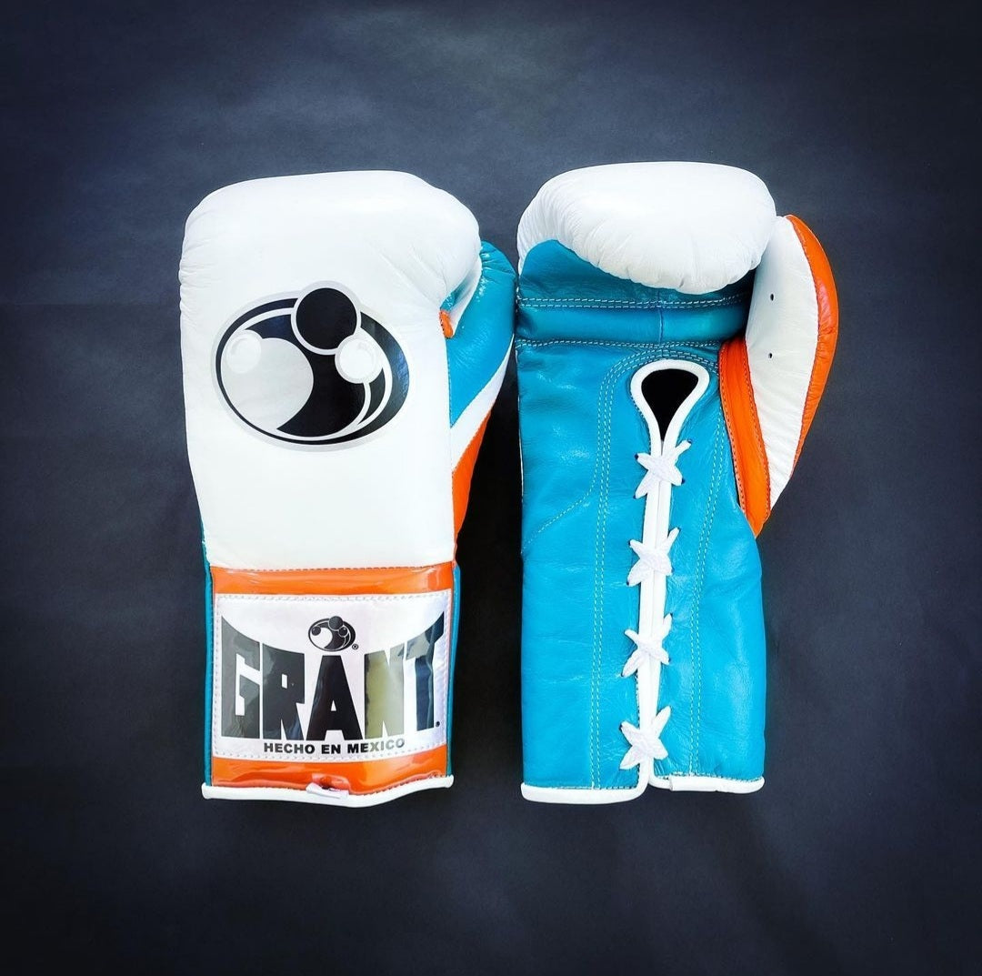 Grant Boxing Gloves White/Blue/Orange 16oz