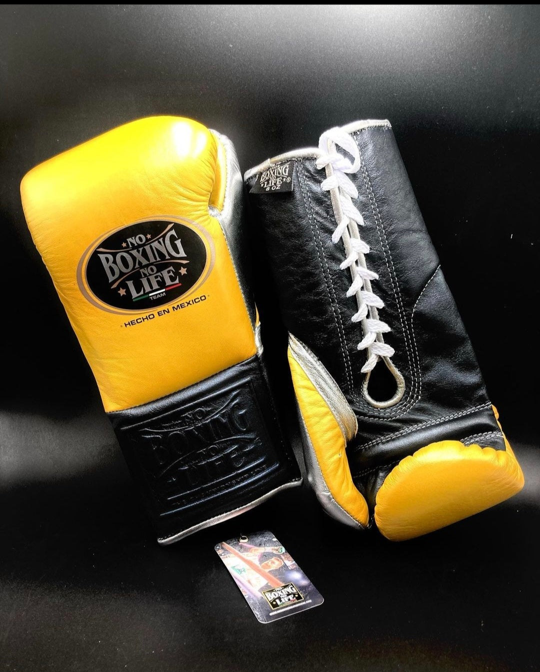 No Boxing No Life Boxing Gloves Yellow/Black Comfort Leather