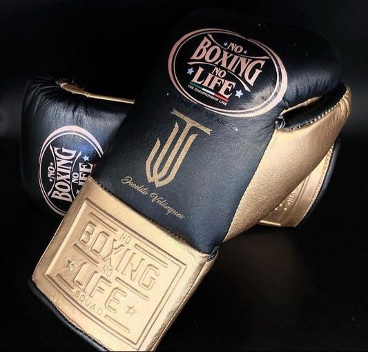 No boxing no life Black/Gold boxing gloves 4-24oz , professional Training gear