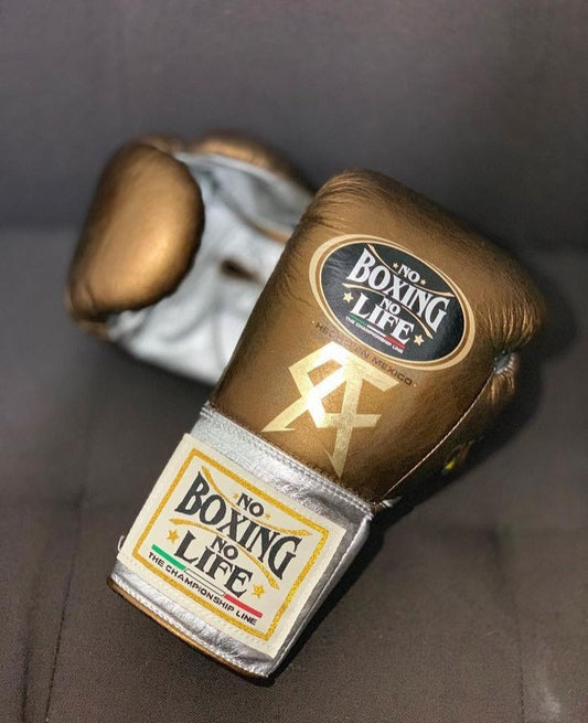 No Boxing No Life White/Copper Professional Training Boxing Gloves | Customizable