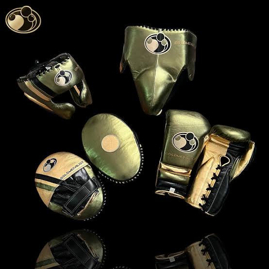 Boxing Gloves Set, Green/Gold Boxing set, Boxing Head Guard