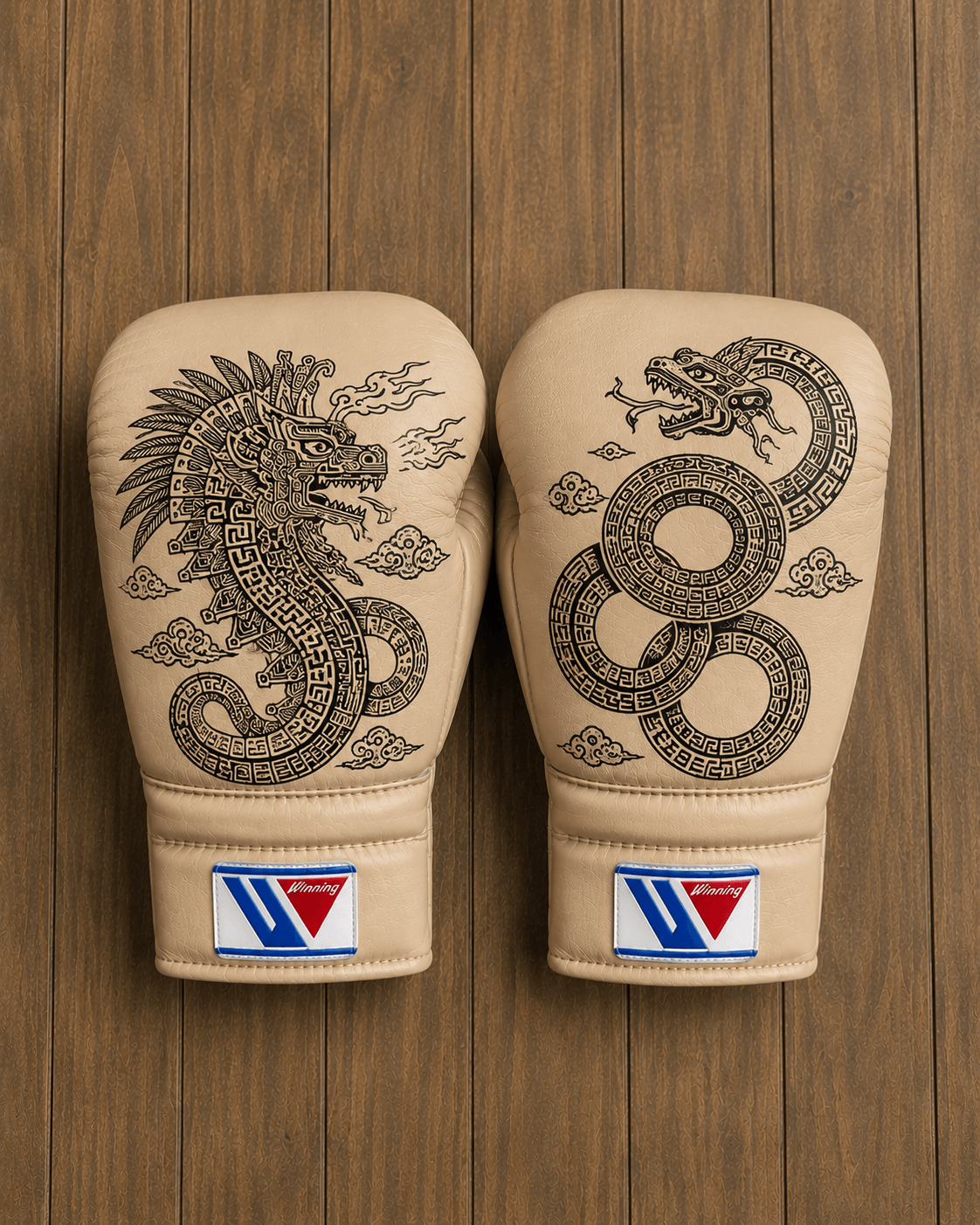Winning Boxing Gloves Beige Lace-Up Training