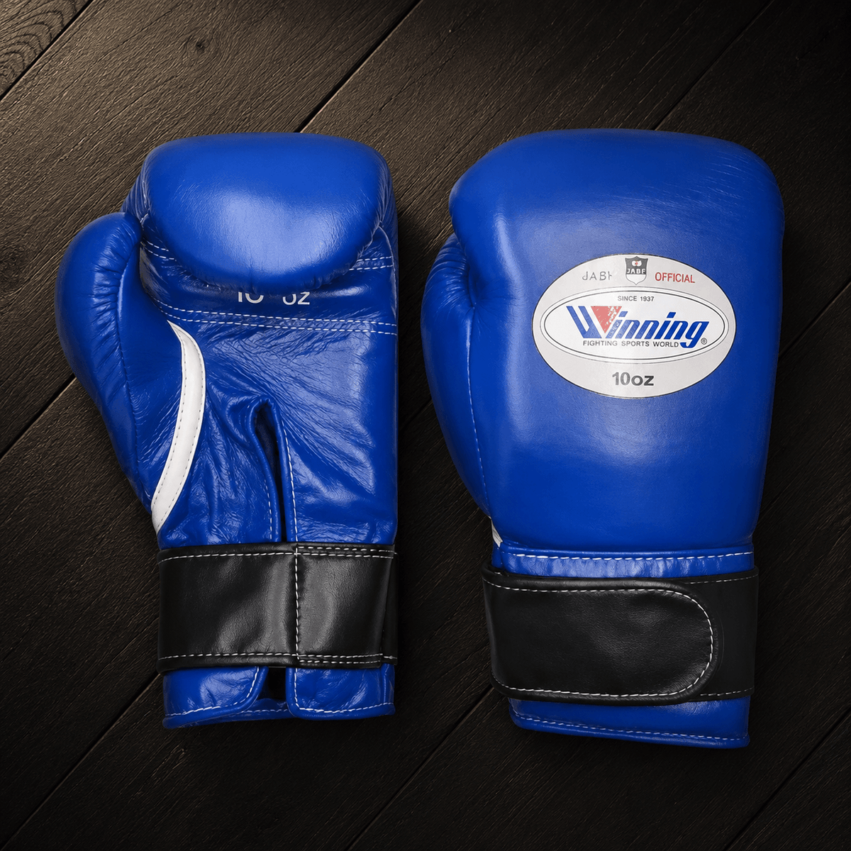 No Boxing No Life Gloves Blue/Black Padded Leather Gloves for Muay Thai
