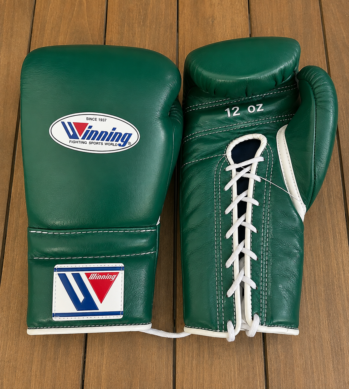 Winning Boxing Gloves Green Padded Leather Gloves for Muay Thai