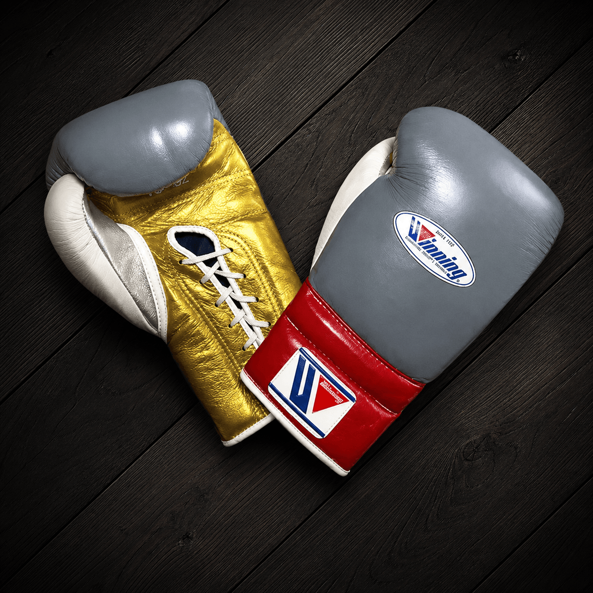 Winning Boxing Gloves Grey/Gold/Red/White Leather Training Gloves for Heavy Training