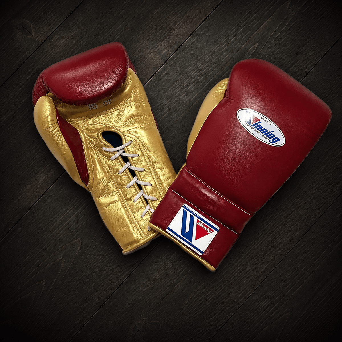Winning Boxing Gloves Maroon /Gold Padded Leather Gloves for Muay Thai
