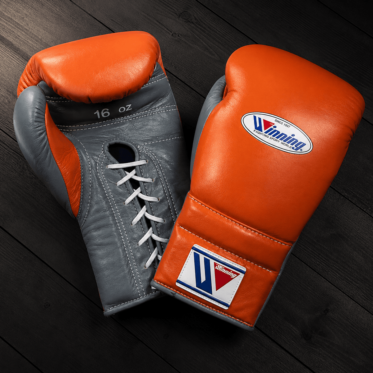 Winning Boxing Gloves Orange/Grey Lace Up Gloves for Workout Sessions