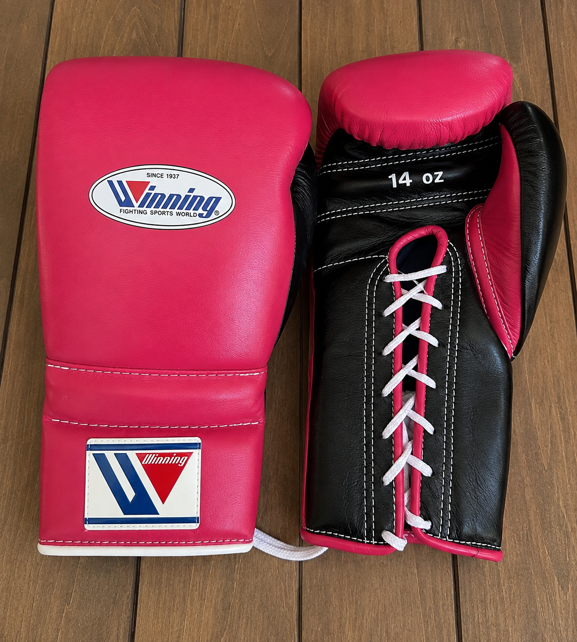 Winning Boxing Gloves Pink/Black Leather Gloves for Intense Sessions