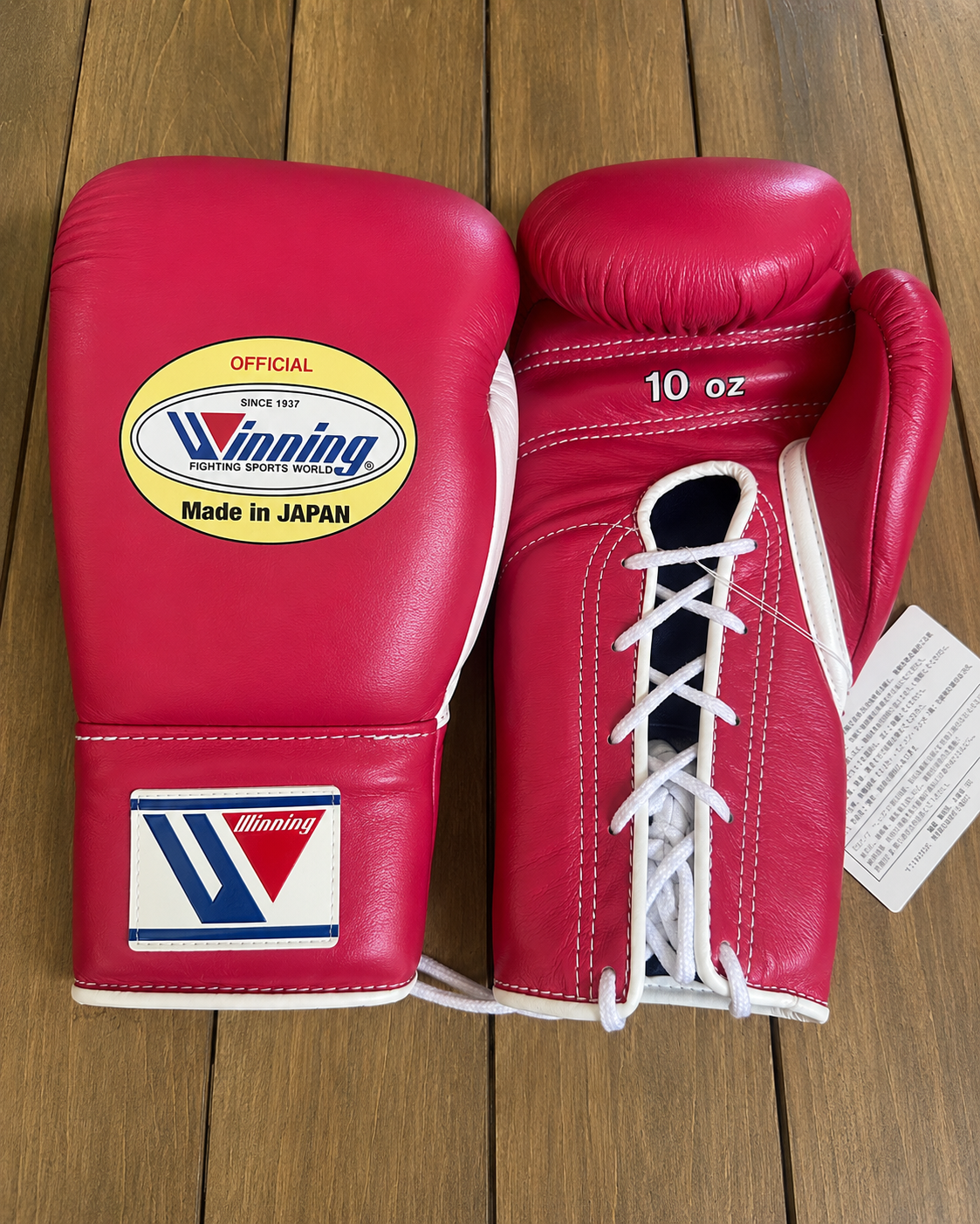 Winning Boxing Gloves Pink/White Lace Up Leather Gloves for Training