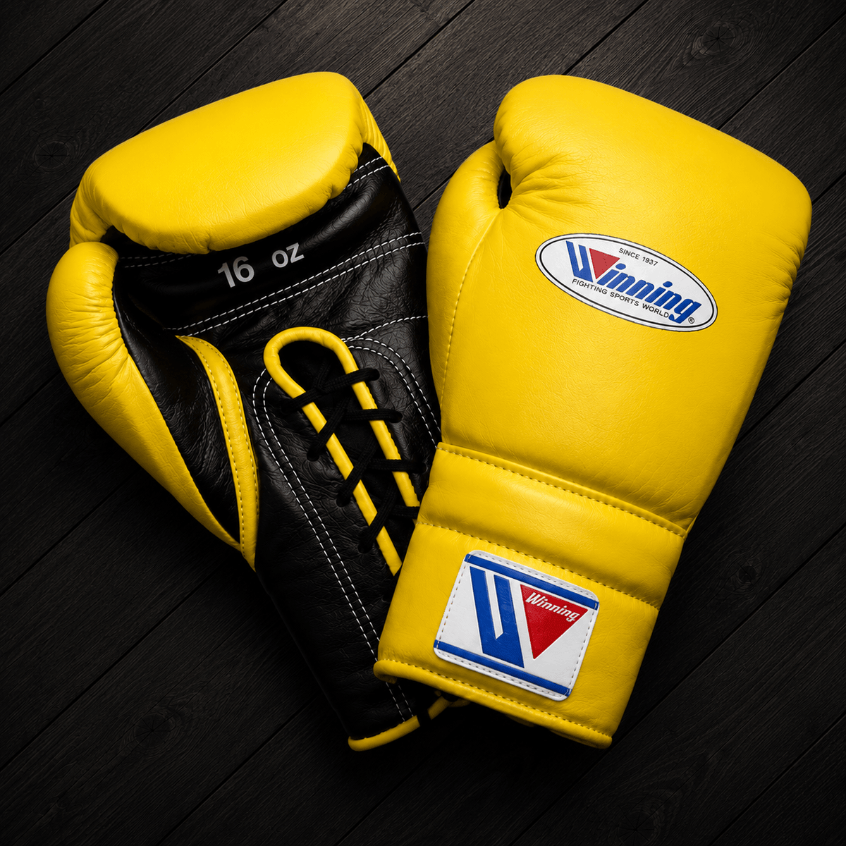 Winning Boxing Gloves Yellow/Black Training Gloves with Secure Wrist Strap