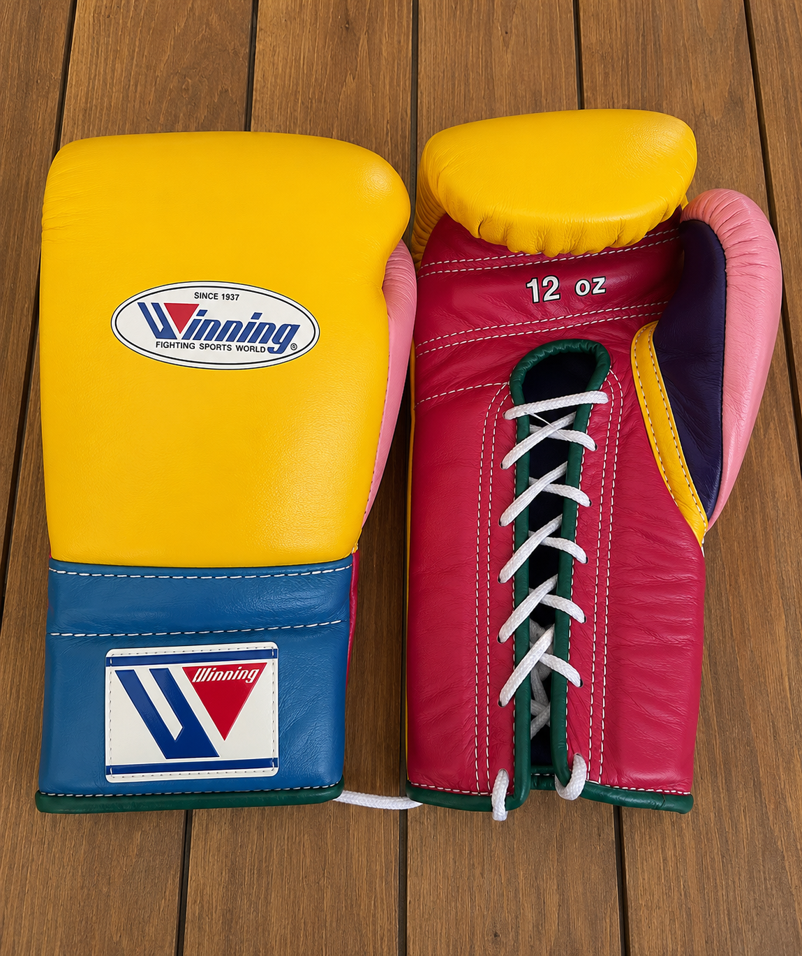 Winning Boxing Gloves Yellow/Blue/Pink/Purple Leather Gloves for Pad Work