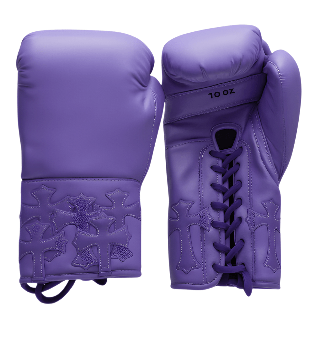 Winning Boxing Gloves Purple Chrome Heart Style Leather Training Gloves for Sparring