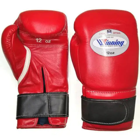 Winning Boxing Gloves Red/Black Padded Leather Gloves for Heavy Bag Work