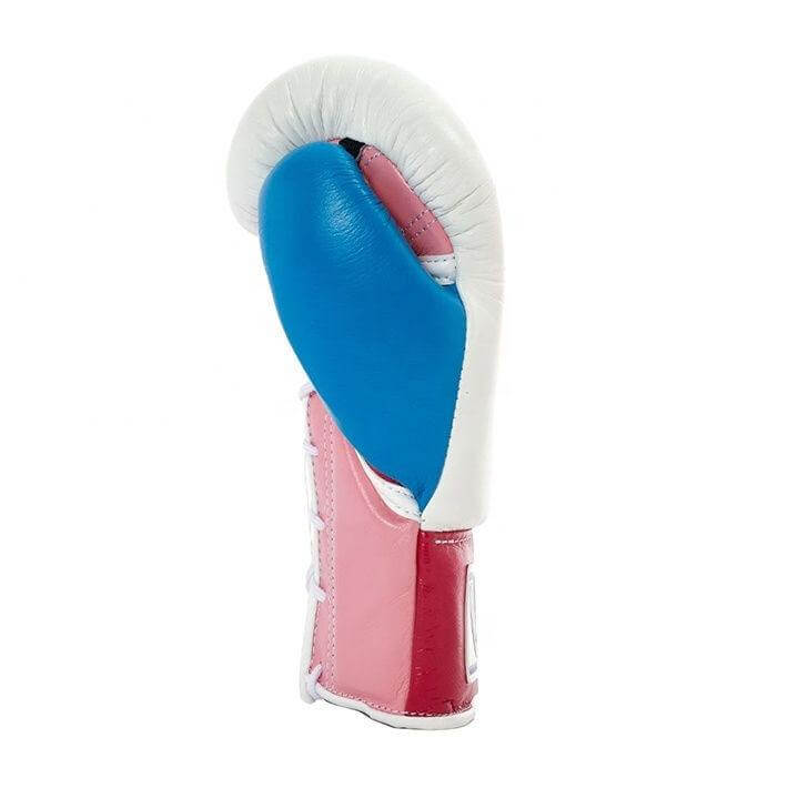 Winning Boxing Gloves White/Pink/Blue Leather Gloves for Pad Work Thumb View