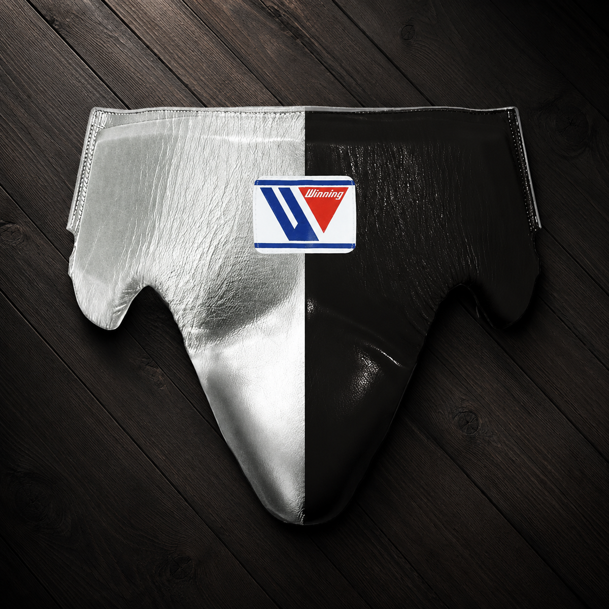 Winning Boxing Groinguard Silver/Black Groin Guard with Straps