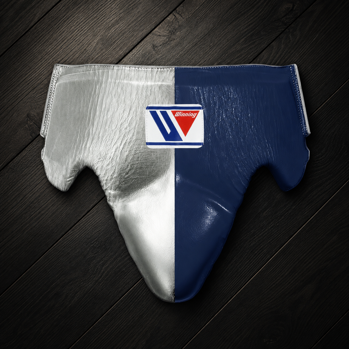 Winning Boxing Groinguard Silver/Blue Shell Guard for Muay Thai