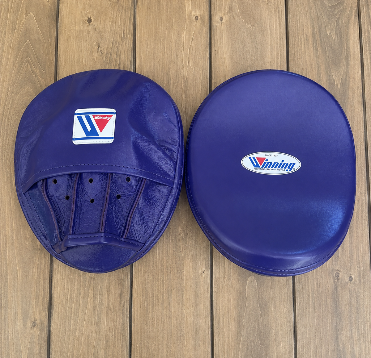 Winning Boxing Punching Mitts Dark-Blue Leather Focus Mitts for Training