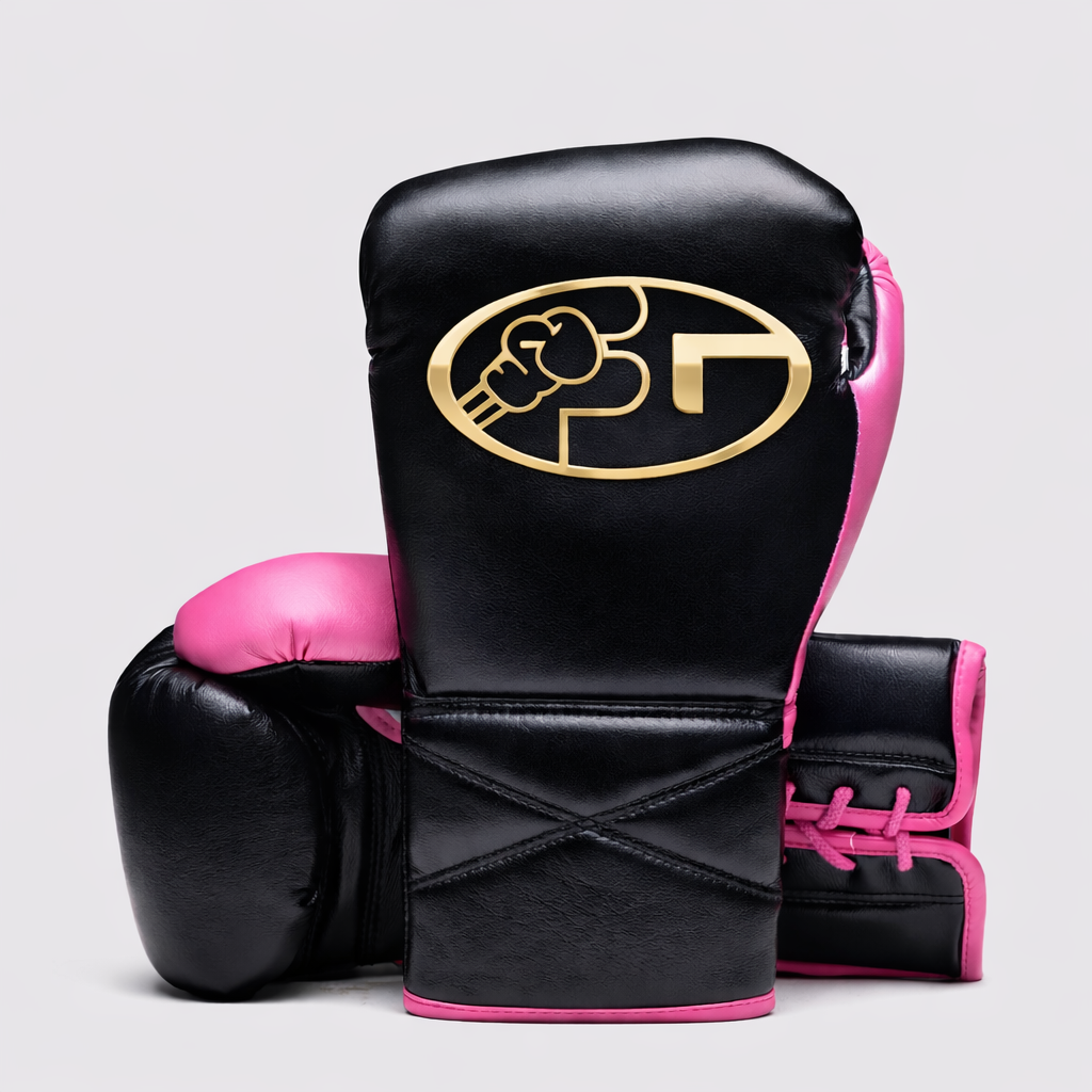 fiest premium boxing gloves lace up black pink fight gear