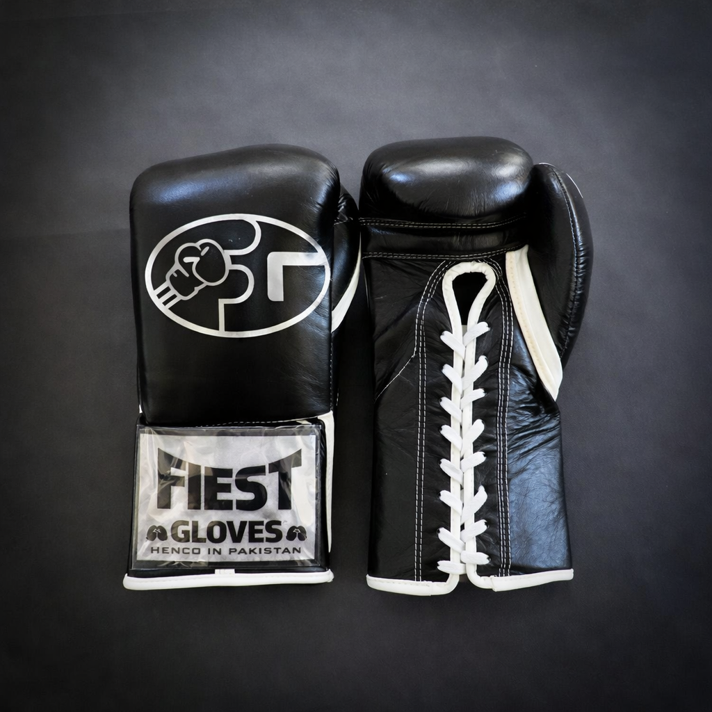 custom name boxing gloves black white premium leather gloves
