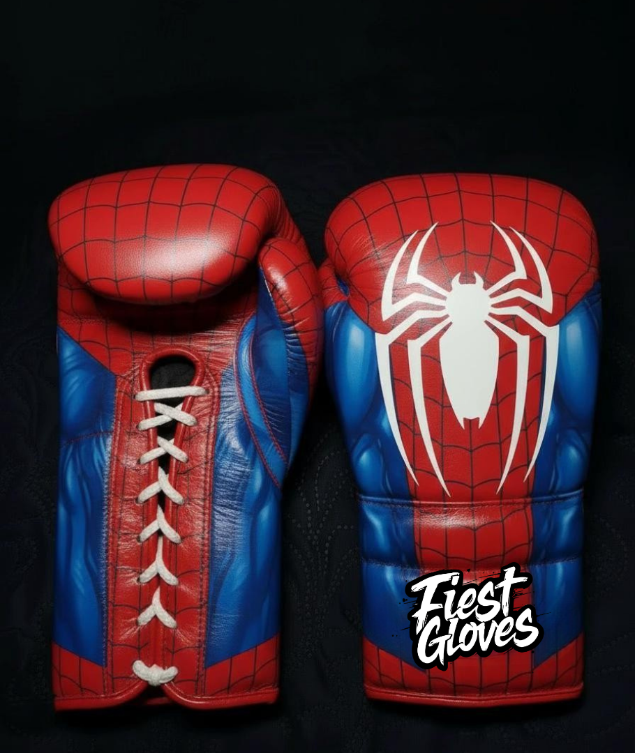 fiest boxing gloves lace up blue-redpremium training gloves