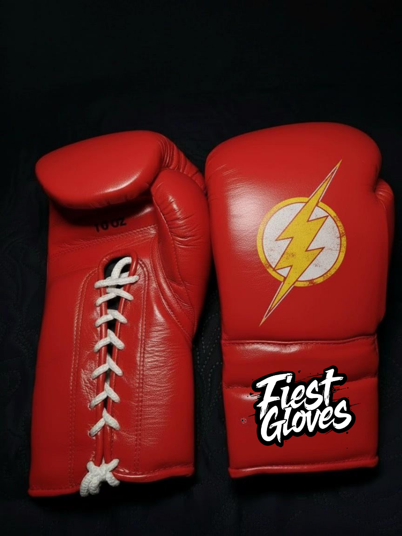 fiest boxing gloves lace up red-white  fight gear