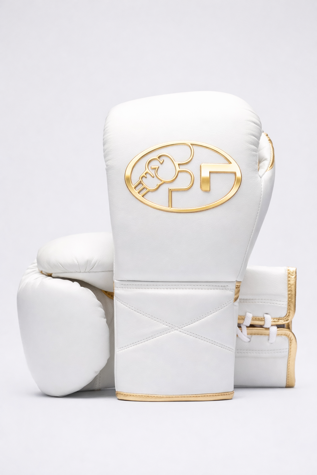 custom name boxing gloves white/gold premium leather gloves