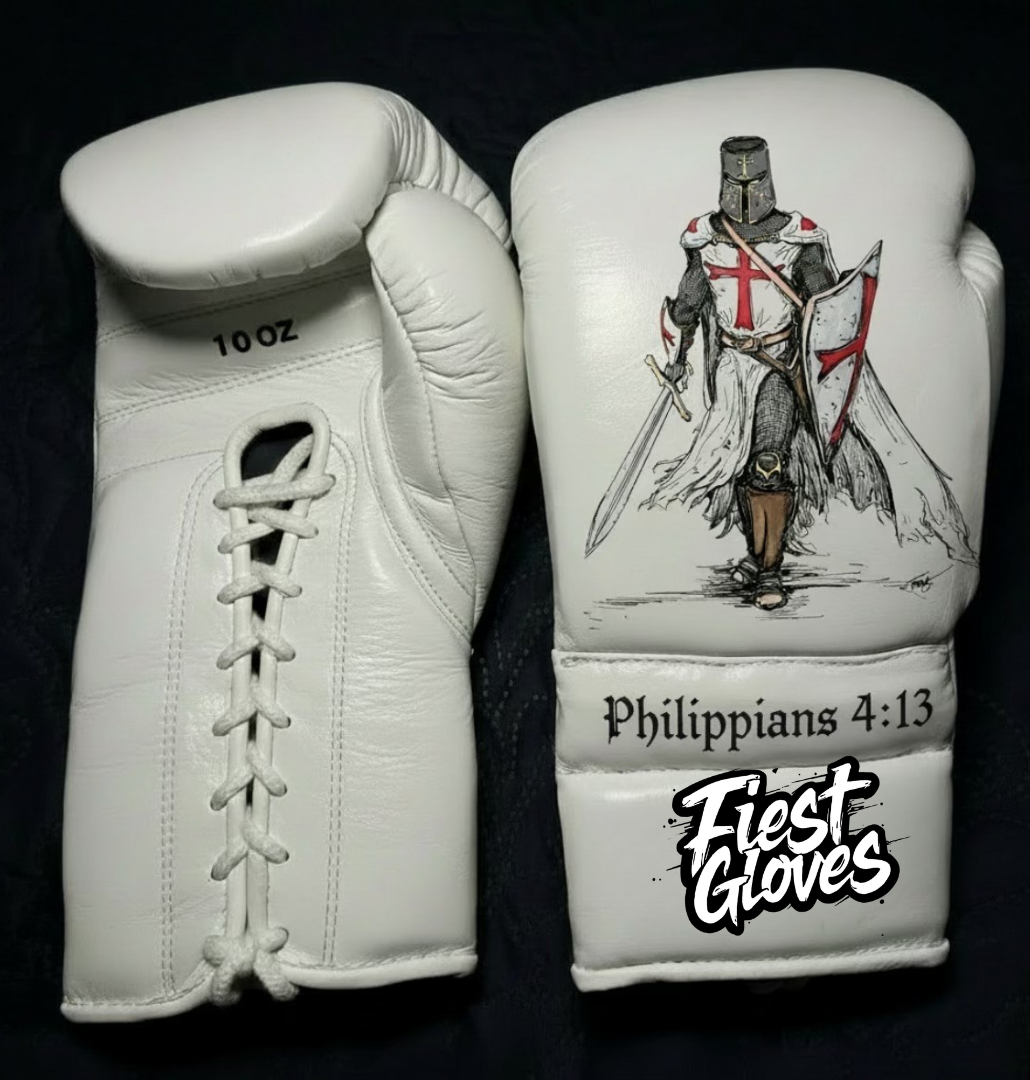 fiest custom name boxing gloves white premium leather gloves