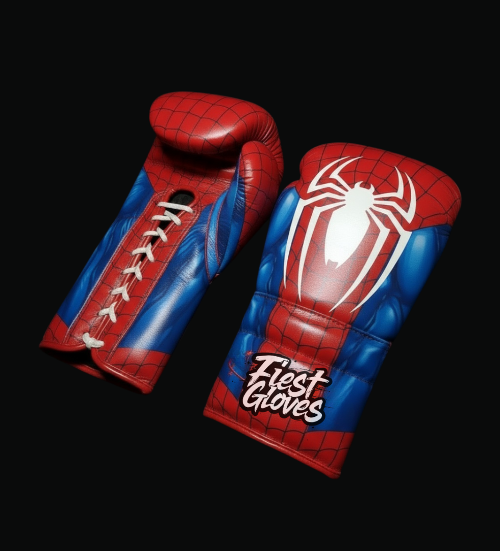fiest boxing gloves red-blue spider style fight training gear